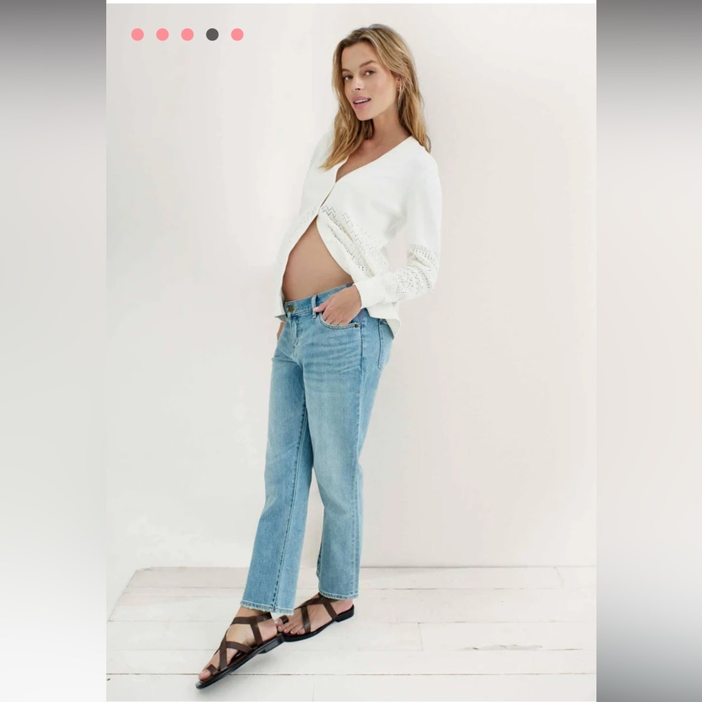 Hatch Crop Maternity Jean Light Wash